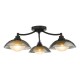 79606-003 Satin Black 3 Light Semi Flush with Smoked & White Glass