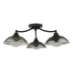 79606-003 Satin Black 3 Light Semi Flush with Smoked & White Glass