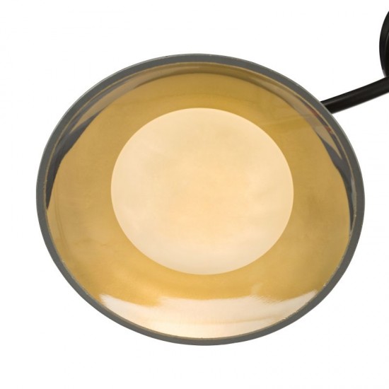 79606-003 Satin Black 3 Light Semi Flush with Smoked & White Glass