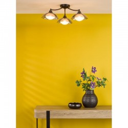 79606-003 Satin Black 3 Light Semi Flush with Smoked & White Glass