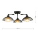 79606-003 Satin Black 3 Light Semi Flush with Smoked & White Glass