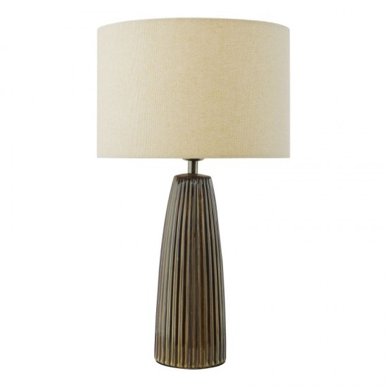 79722-003 Brown Ceramic Table Lamp with Natural Cotton Shade