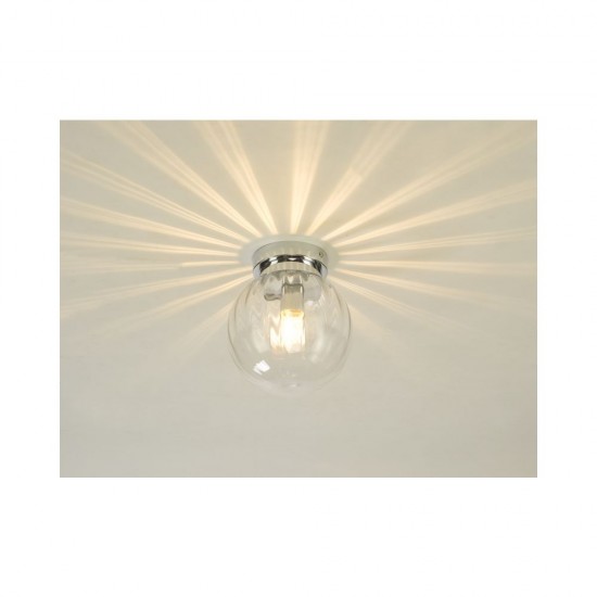 61696-003 Bathroom Chrome Ceiling Light with Ribbed Glass