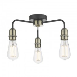 7488-004 Antique Brass & Black 3 Light Semi Flush 7488-004 Antique Brass & Black 3 Light Semi Flush