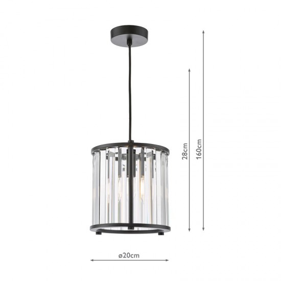 74814-003 Black Pendant with Crystal