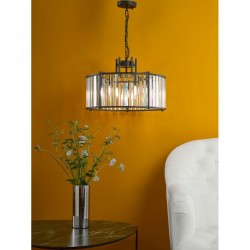 73185-003 Black 5 Light Pendant with Crystal