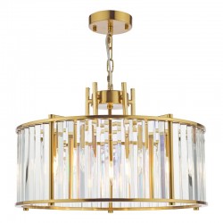 73186-003 Natural Brass 5 Light Pendant with Crystal 73186-003 Natural Brass 5 Light Pendant with Crystal