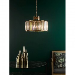 73186-003 Natural Brass 5 Light Pendant with Crystal