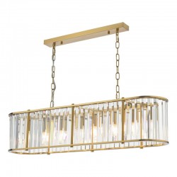 73190-003 Natural Brass 7 Light over Island Fitting with Crystal 73190-003 Natural Brass 7 Light over Island Fitting with Crystal