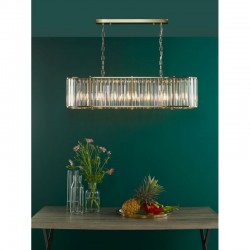 73190-003 Natural Brass 7 Light over Island Fitting with Crystal