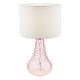 73191-003 Pink Glass Table Lamp with White Linen Shade