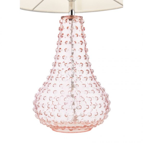 73191-003 Pink Glass Table Lamp with White Linen Shade