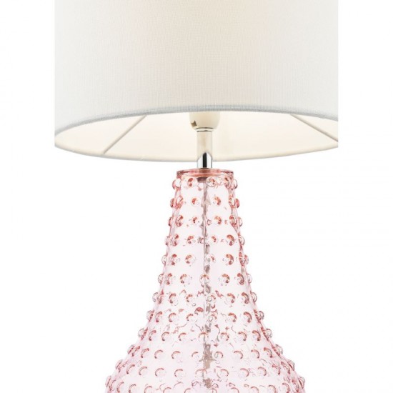 73191-003 Pink Glass Table Lamp with White Linen Shade