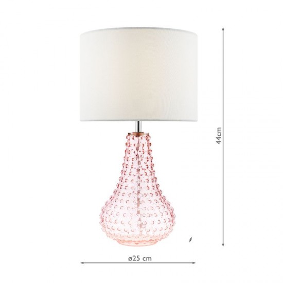 73191-003 Pink Glass Table Lamp with White Linen Shade