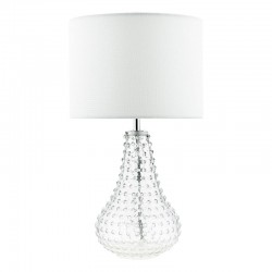 73192-003 Transparent Glass Table Lamp with White Linen Shade