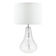 73192-003 Transparent Glass Table Lamp with White Linen Shade