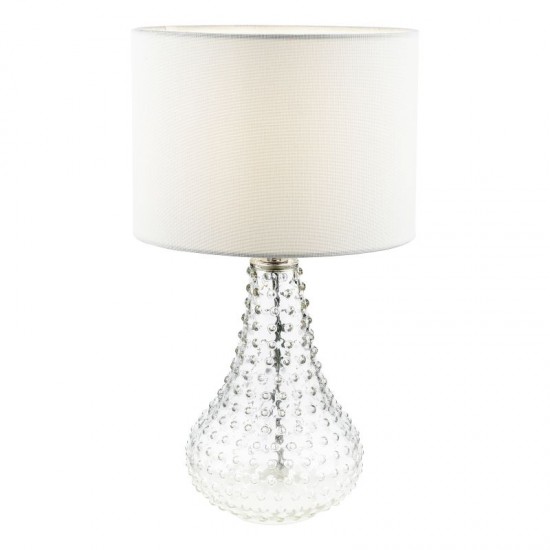 73192-003 Transparent Glass Table Lamp with White Linen Shade