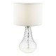 73192-003 Transparent Glass Table Lamp with White Linen Shade