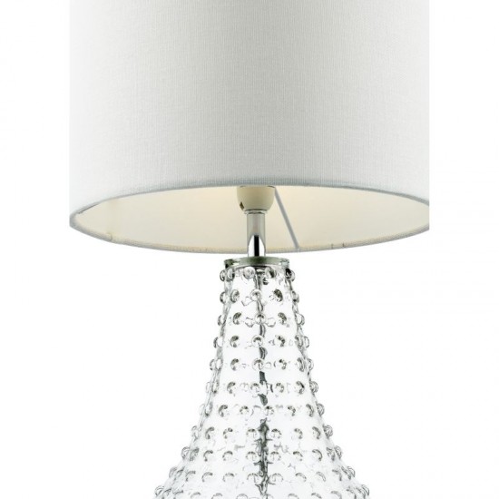 73192-003 Transparent Glass Table Lamp with White Linen Shade