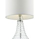 73192-003 Transparent Glass Table Lamp with White Linen Shade