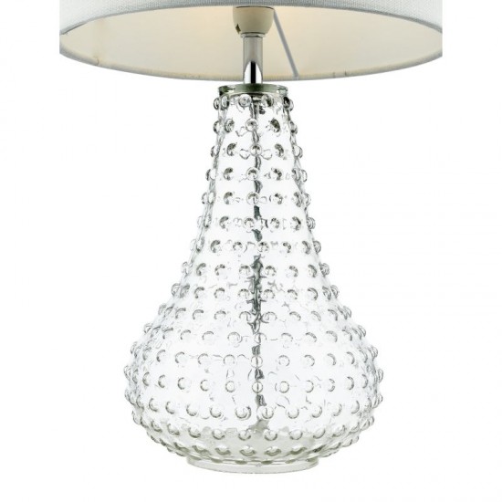 73192-003 Transparent Glass Table Lamp with White Linen Shade