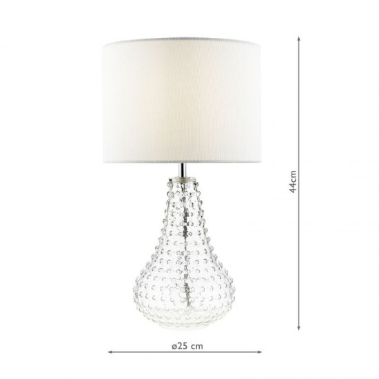 73192-003 Transparent Glass Table Lamp with White Linen Shade