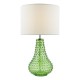 73193-003 Green Glass Table Lamp with White Linen Shade