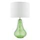 73193-003 Green Glass Table Lamp with White Linen Shade