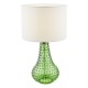 73193-003 Green Glass Table Lamp with White Linen Shade