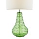 73193-003 Green Glass Table Lamp with White Linen Shade