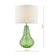 73193-003 Green Glass Table Lamp with White Linen Shade