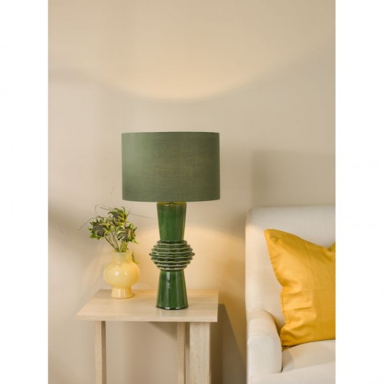 79724-003 Green Ceramic Table Lamp with Green Cotton Shade