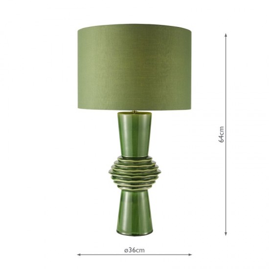 79724-003 Green Ceramic Table Lamp with Green Cotton Shade
