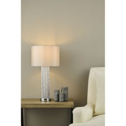 63705-003 Silver Rods Table Lamp with Grey Shade