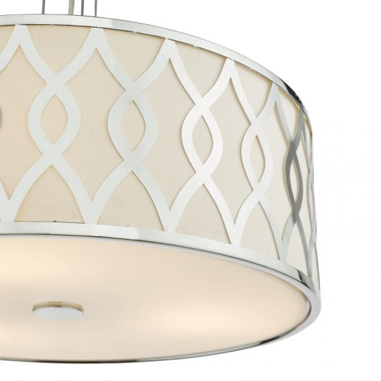 79725-003 Ivory & Chrome 4 Light Pendant with White Diffuser
