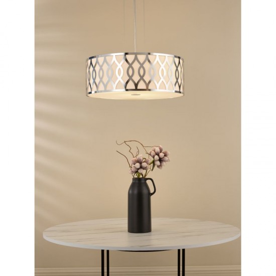 79725-003 Ivory & Chrome 4 Light Pendant with White Diffuser
