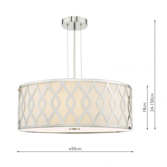 79725-003 Ivory & Chrome 4 Light Pendant with White Diffuser