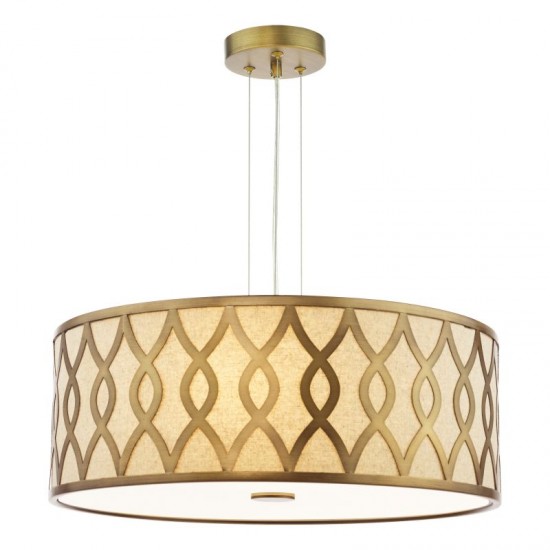 79726-003 Taupe & Bronze 4 Light Pendant with White Diffuser