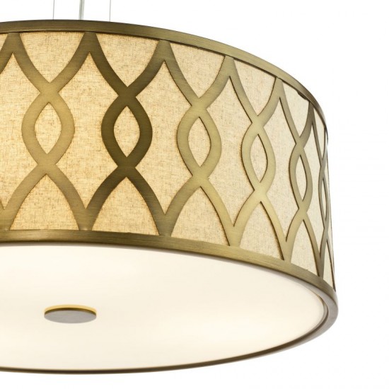 79726-003 Taupe & Bronze 4 Light Pendant with White Diffuser