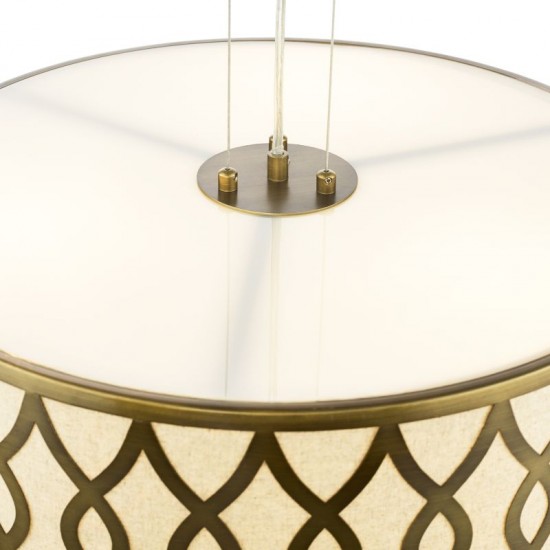 79726-003 Taupe & Bronze 4 Light Pendant with White Diffuser