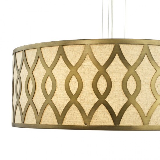 79726-003 Taupe & Bronze 4 Light Pendant with White Diffuser