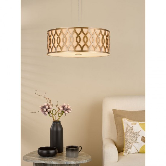 79726-003 Taupe & Bronze 4 Light Pendant with White Diffuser