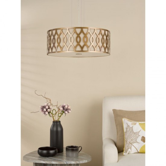 79726-003 Taupe & Bronze 4 Light Pendant with White Diffuser