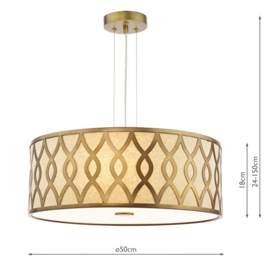 79726-003 Taupe & Bronze 4 Light Pendant with White Diffuser