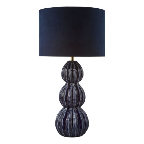 74816-003 Blue Ceramic Table Lamp with Blue Velvet Shade