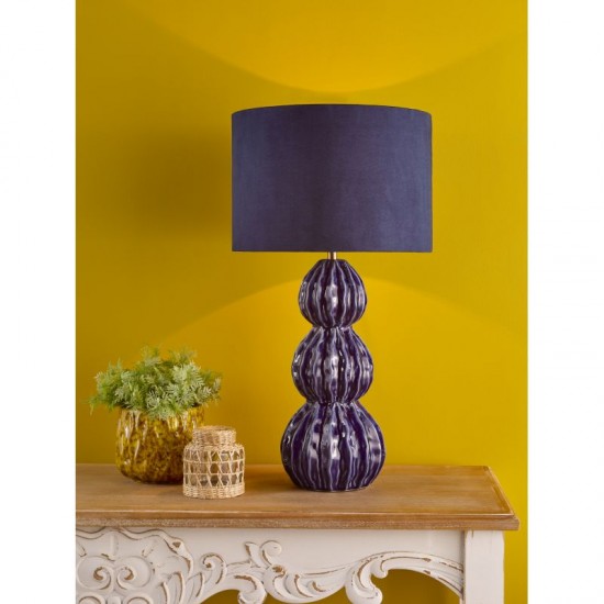 74816-003 Blue Ceramic Table Lamp with Blue Velvet Shade