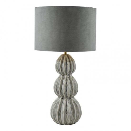 74819-003 Grey Ceramic Table Lamp with Grey Velvet Shade