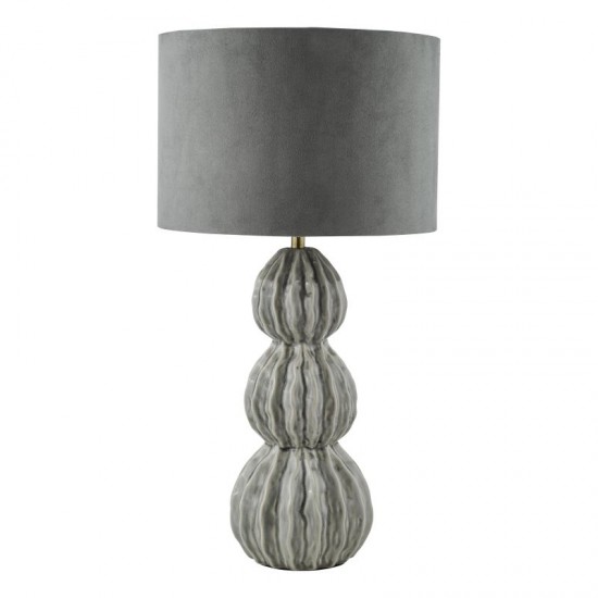 74819-003 Grey Ceramic Table Lamp with Grey Velvet Shade