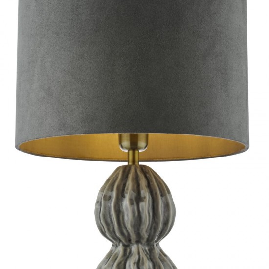 74819-003 Grey Ceramic Table Lamp with Grey Velvet Shade