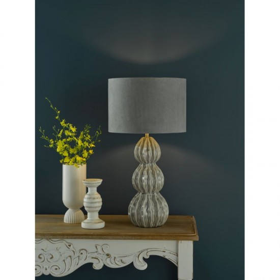 74819-003 Grey Ceramic Table Lamp with Grey Velvet Shade